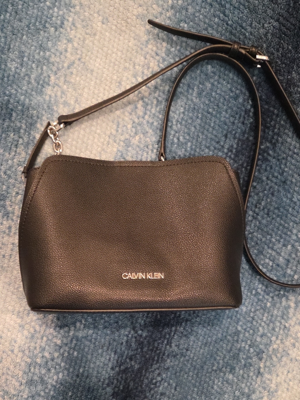 Calvin Klein Black Pebbled Leather Crossbody Purse